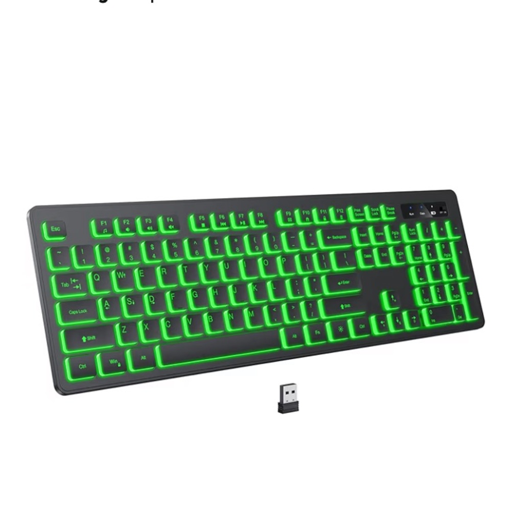 Wireless Backlit Keyboard with Green LED